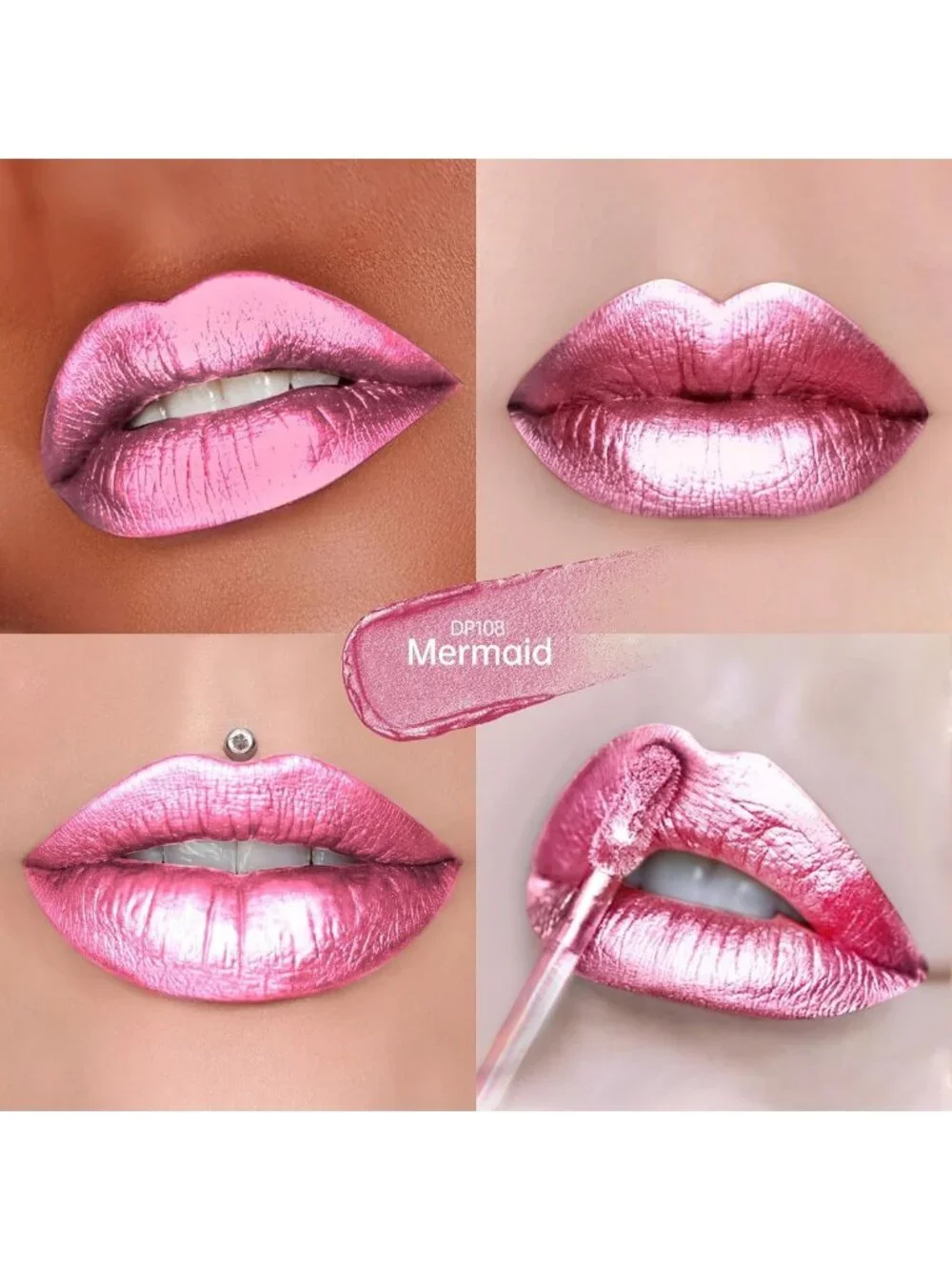 3Pc Metallic Lipstick Set for Women - Red, Burgundy & Pink Shades - Long-lasting